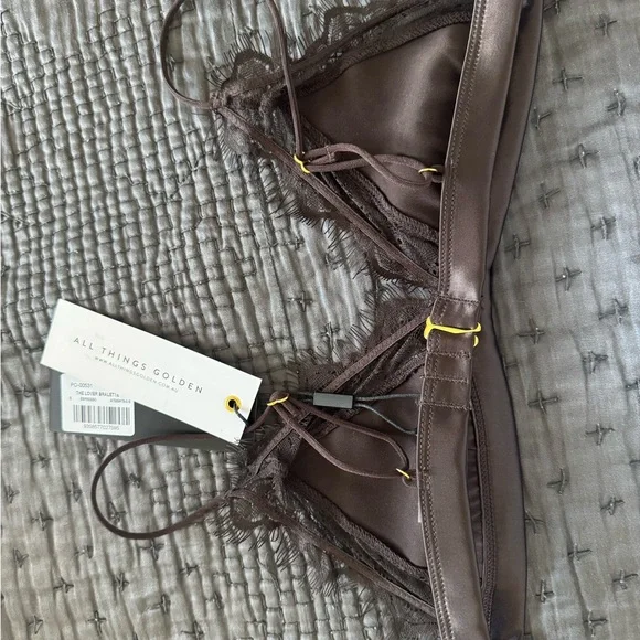 BNWT All Things Golden Espresso Lover Bralette Size Small - Picture 2 of 5